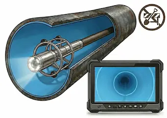 Técnico realizando inspección con cámara CCTV en Navarra